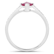 Bids.com 1.51 Carat Genuine Ruby and White Diamond 14K White Gold Ring Rings White Smoke size 6.00,size 7.00,size 8.00