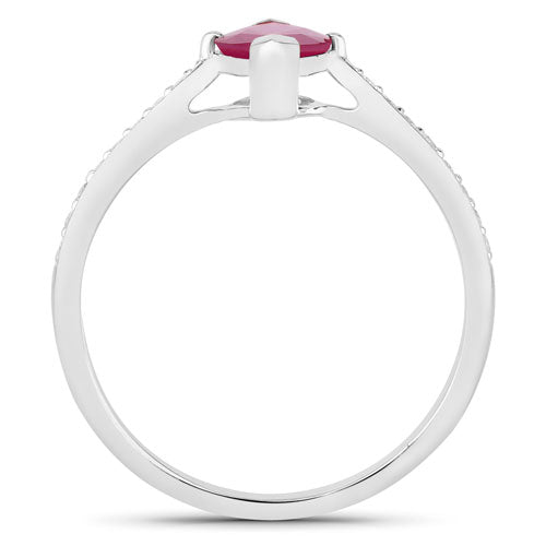 Bids.com 1.51 Carat Genuine Ruby and White Diamond 14K White Gold Ring Rings White Smoke size 6.00,size 7.00,size 8.00