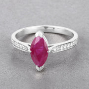 Bids.com 1.51 Carat Genuine Ruby and White Diamond 14K White Gold Ring Rings Dark Gray size 6.00,size 7.00,size 8.00