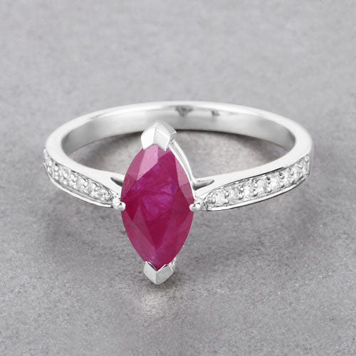Bids.com 1.51 Carat Genuine Ruby and White Diamond 14K White Gold Ring Rings Dark Gray size 6.00,size 7.00,size 8.00