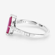 Bids.com 1.51 Carat Genuine Ruby and White Diamond 14K White Gold Ring Rings White Smoke size 6.00,size 7.00,size 8.00