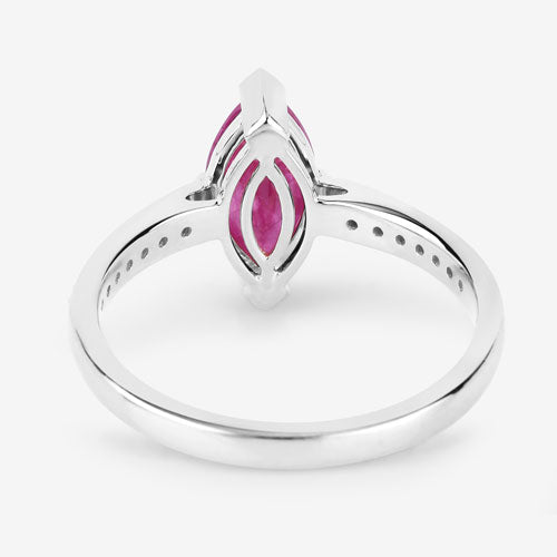 Bids.com 1.51 Carat Genuine Ruby and White Diamond 14K White Gold Ring Rings White Smoke size 6.00,size 7.00,size 8.00