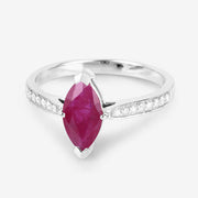 Bids.com 1.51 Carat Genuine Ruby and White Diamond 14K White Gold Ring Rings White Smoke size 6.00,size 7.00,size 8.00