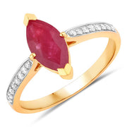 Bids.com 1.51 Carat Genuine Ruby and White Diamond 14K Yellow Gold Ring Rings White Smoke size 6.00,size 7.00,size 8.00