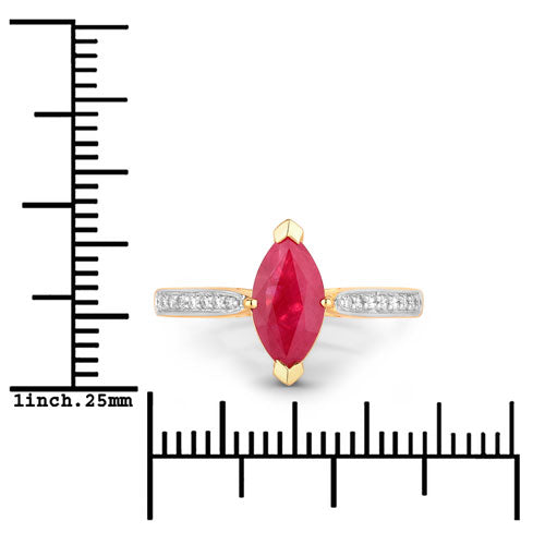 Bids.com 1.51 Carat Genuine Ruby and White Diamond 14K Yellow Gold Ring Rings White Smoke size 6.00,size 7.00,size 8.00