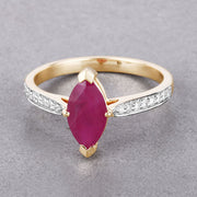 Bids.com 1.51 Carat Genuine Ruby and White Diamond 14K Yellow Gold Ring Rings Dark Gray size 6.00,size 7.00,size 8.00