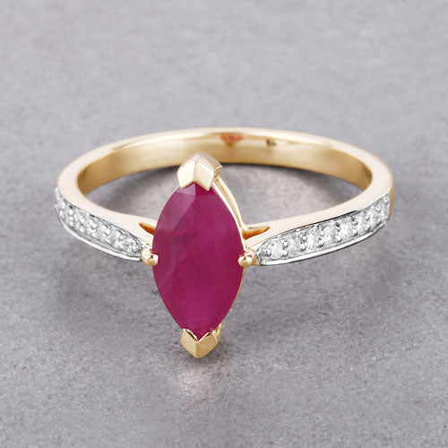 Bids.com 1.51 Carat Genuine Ruby and White Diamond 14K Yellow Gold Ring Rings Dark Gray size 6.00,size 7.00,size 8.00