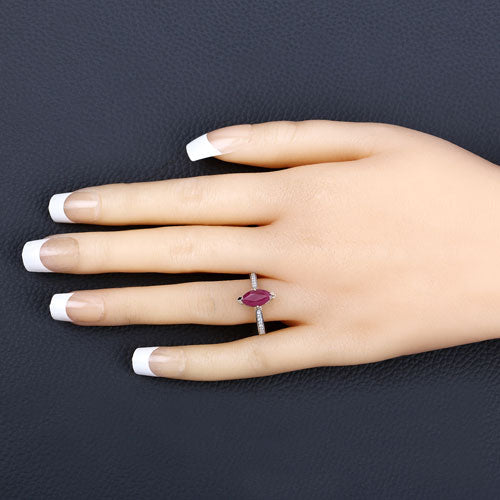 Bids.com 1.51 Carat Genuine Ruby and White Diamond 14K Yellow Gold Ring Rings Bisque size 6.00,size 7.00,size 8.00