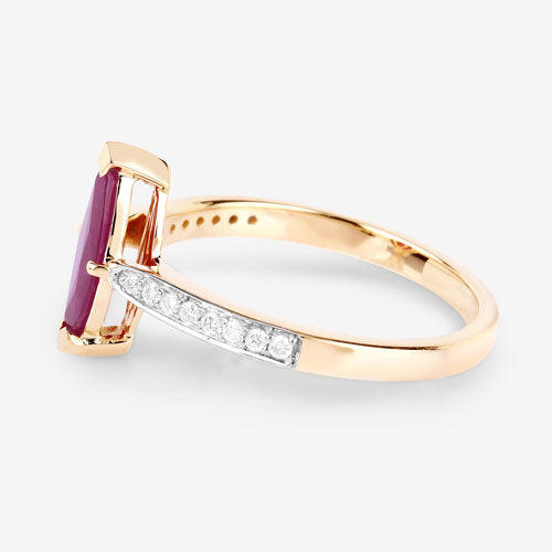Bids.com 1.51 Carat Genuine Ruby and White Diamond 14K Yellow Gold Ring Rings White Smoke size 6.00,size 7.00,size 8.00