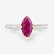 Bids.com 1.51 Carat Genuine Ruby and White Diamond 14K Yellow Gold Ring Rings White Smoke size 6.00,size 7.00,size 8.00