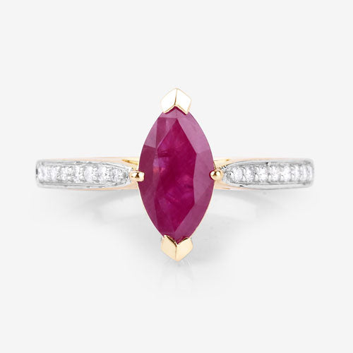 Bids.com 1.51 Carat Genuine Ruby and White Diamond 14K Yellow Gold Ring Rings White Smoke size 6.00,size 7.00,size 8.00