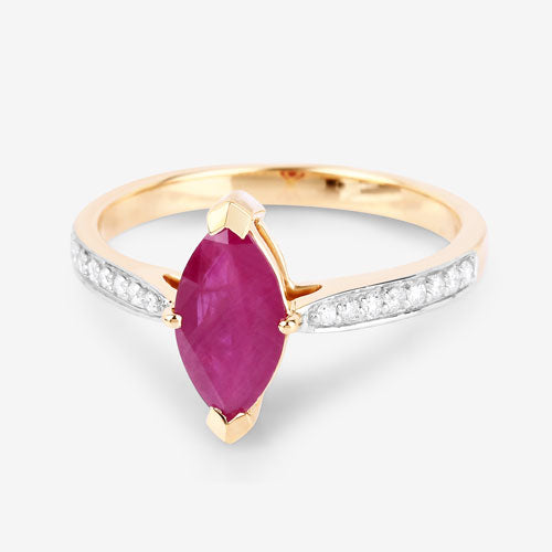 Bids.com 1.51 Carat Genuine Ruby and White Diamond 14K Yellow Gold Ring Rings White Smoke size 6.00,size 7.00,size 8.00