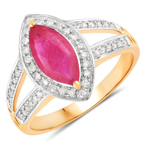 Bids.com 1.06 Carat Genuine Ruby and White Diamond 14K Yellow Gold Ring Rings White Smoke size 6.00,size 7.00,size 8.00