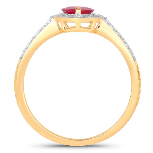 Bids.com 1.06 Carat Genuine Ruby and White Diamond 14K Yellow Gold Ring Rings White Smoke size 6.00,size 7.00,size 8.00