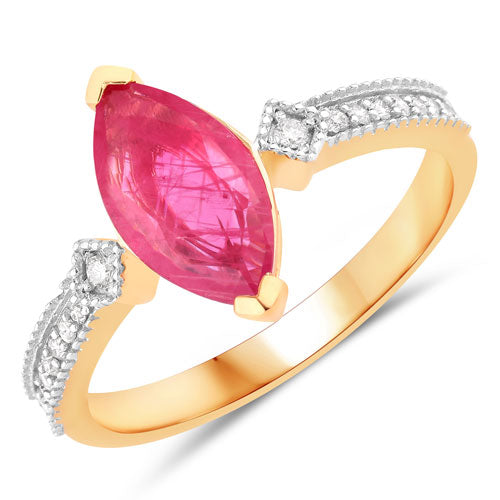 Bids.com 1.01 Carat Genuine Ruby and White Diamond 14K Yellow Gold Ring Rings White Smoke size 6.00,size 7.00,size 8.00