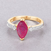 Bids.com 1.01 Carat Genuine Ruby and White Diamond 14K Yellow Gold Ring Rings Gray size 6.00,size 7.00,size 8.00