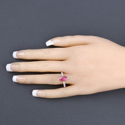 Bids.com 1.01 Carat Genuine Ruby and White Diamond 14K Yellow Gold Ring Rings Wheat size 6.00,size 7.00,size 8.00