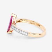 Bids.com 1.01 Carat Genuine Ruby and White Diamond 14K Yellow Gold Ring Rings White Smoke size 6.00,size 7.00,size 8.00