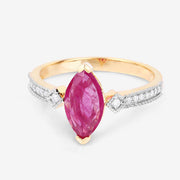 Bids.com 1.01 Carat Genuine Ruby and White Diamond 14K Yellow Gold Ring Rings White Smoke size 6.00,size 7.00,size 8.00