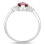 Bids.com 1.54 Carat Genuine Ruby and White Diamond 14K White Gold Ring Rings White Smoke size 6.00,size 7.00,size 8.00