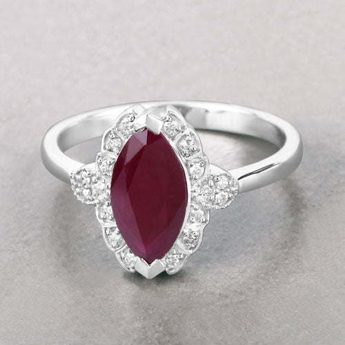 Bids.com 1.54 Carat Genuine Ruby and White Diamond 14K White Gold Ring Rings Gray size 6.00,size 7.00,size 8.00