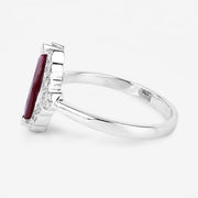 Bids.com 1.54 Carat Genuine Ruby and White Diamond 14K White Gold Ring Rings White Smoke size 6.00,size 7.00,size 8.00
