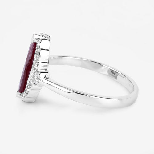 Bids.com 1.54 Carat Genuine Ruby and White Diamond 14K White Gold Ring Rings White Smoke size 6.00,size 7.00,size 8.00