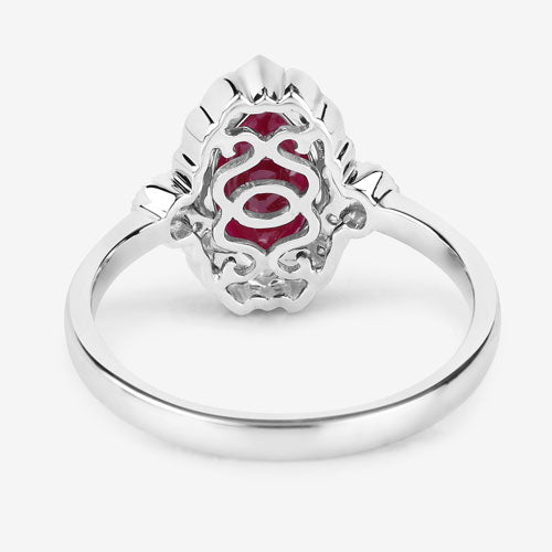 Bids.com 1.54 Carat Genuine Ruby and White Diamond 14K White Gold Ring Rings White Smoke size 6.00,size 7.00,size 8.00