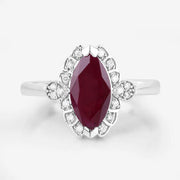 Bids.com 1.54 Carat Genuine Ruby and White Diamond 14K White Gold Ring Rings White Smoke size 6.00,size 7.00,size 8.00
