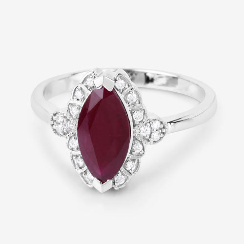Bids.com 1.54 Carat Genuine Ruby and White Diamond 14K White Gold Ring Rings Lavender size 6.00,size 7.00,size 8.00
