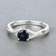Bids.com 0.88 Carat Genuine Blue Sapphire and White Diamond 14K White Gold Ring Rings Dark Gray size 6.00,size 7.00,size 8.00
