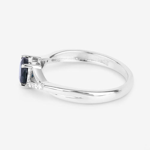 Bids.com 0.88 Carat Genuine Blue Sapphire and White Diamond 14K White Gold Ring Rings White Smoke size 6.00,size 7.00,size 8.00