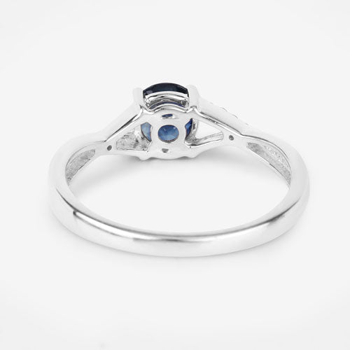 Bids.com 0.88 Carat Genuine Blue Sapphire and White Diamond 14K White Gold Ring Rings White Smoke size 6.00,size 7.00,size 8.00