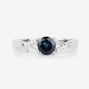 Bids.com 0.88 Carat Genuine Blue Sapphire and White Diamond 14K White Gold Ring Rings Lavender size 6.00,size 7.00,size 8.00