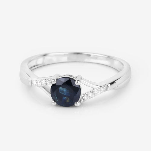 Bids.com 0.88 Carat Genuine Blue Sapphire and White Diamond 14K White Gold Ring Rings Lavender size 6.00,size 7.00,size 8.00