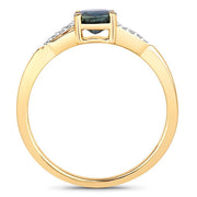Bids.com 0.88 Carat Genuine Blue Sapphire and White Diamond 14K Yellow Gold Ring Rings White Smoke size 6.00,size 7.00,size 8.00