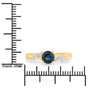 Bids.com 0.88 Carat Genuine Blue Sapphire and White Diamond 14K Yellow Gold Ring Rings White Smoke size 6.00,size 7.00,size 8.00