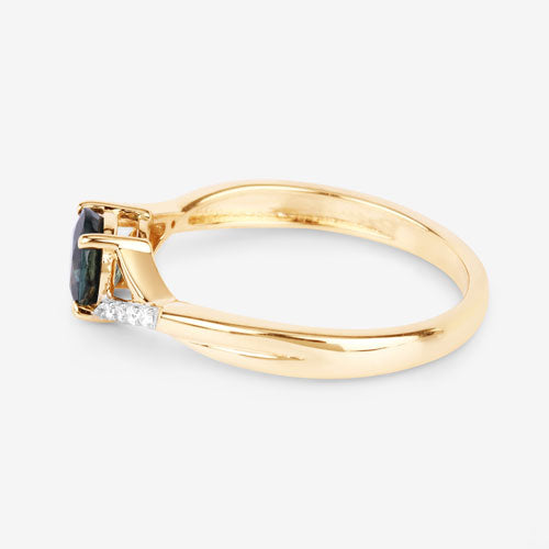 Bids.com 0.88 Carat Genuine Blue Sapphire and White Diamond 14K Yellow Gold Ring Rings White Smoke size 6.00,size 7.00,size 8.00