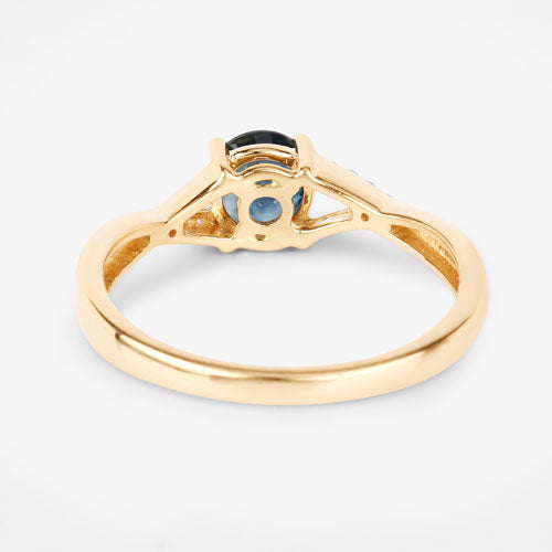 Bids.com 0.88 Carat Genuine Blue Sapphire and White Diamond 14K Yellow Gold Ring Rings White Smoke size 6.00,size 7.00,size 8.00