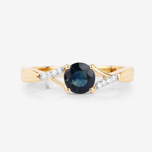 Bids.com 0.88 Carat Genuine Blue Sapphire and White Diamond 14K Yellow Gold Ring Rings Lavender size 6.00,size 7.00,size 8.00