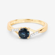 Bids.com 0.88 Carat Genuine Blue Sapphire and White Diamond 14K Yellow Gold Ring Rings White Smoke size 6.00,size 7.00,size 8.00