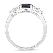 Bids.com 1.38 Carat Genuine Blue Sapphire and White Diamond 14K White Gold Ring Rings White Smoke size 6.00,size 7.00,size 8.00