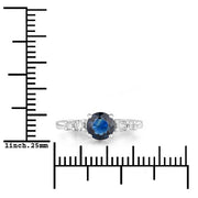 Bids.com 1.38 Carat Genuine Blue Sapphire and White Diamond 14K White Gold Ring Rings White Smoke size 6.00,size 7.00,size 8.00