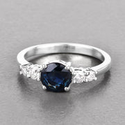 Bids.com 1.38 Carat Genuine Blue Sapphire and White Diamond 14K White Gold Ring Rings Dark Gray size 6.00,size 7.00,size 8.00