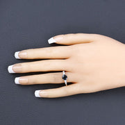 Bids.com 1.38 Carat Genuine Blue Sapphire and White Diamond 14K White Gold Ring Rings Bisque size 6.00,size 7.00,size 8.00