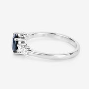 Bids.com 1.38 Carat Genuine Blue Sapphire and White Diamond 14K White Gold Ring Rings White Smoke size 6.00,size 7.00,size 8.00