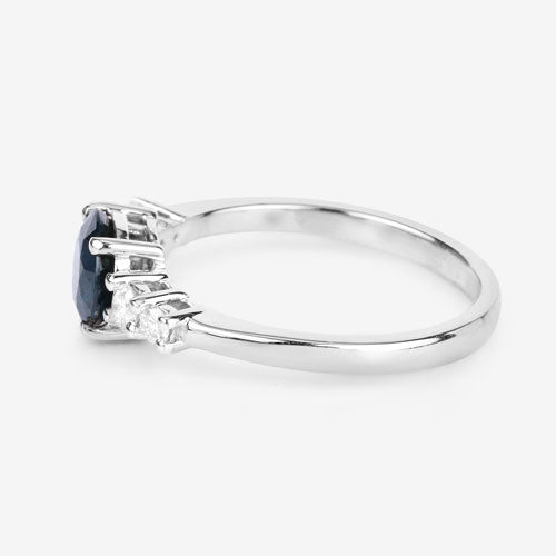 Bids.com 1.38 Carat Genuine Blue Sapphire and White Diamond 14K White Gold Ring Rings White Smoke size 6.00,size 7.00,size 8.00