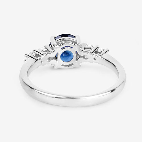 Bids.com 1.38 Carat Genuine Blue Sapphire and White Diamond 14K White Gold Ring Rings White Smoke size 6.00,size 7.00,size 8.00