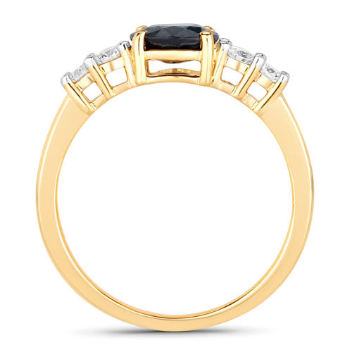 Bids.com 1.38 Carat Genuine Blue Sapphire and White Diamond 14K Yellow Gold Ring Rings White Smoke size 6.00,size 7.00,size 8.00