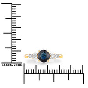 Bids.com 1.38 Carat Genuine Blue Sapphire and White Diamond 14K Yellow Gold Ring Rings White Smoke size 6.00,size 7.00,size 8.00